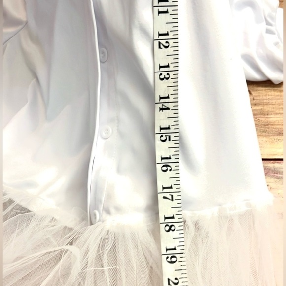 Brooke Lynn Style, White Buttoned-Bodice Top,w/Sheer Overlay Skirt, EUC,Size L - Picture 7 of 9